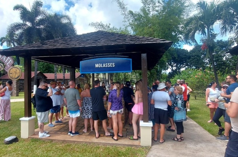 Visitors gathered at the molasses station at Appleton Estate during a guided rum tour
